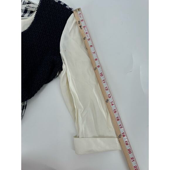 Allison Che Vintage Dress Womens 16 Blue White Check Print Maxi Vest Ruffles - Picture 16 of 16